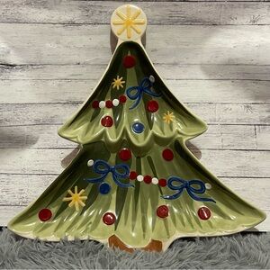 Longaberger Pottery~All The Trimmings~14" Christmas Tree Shaped Cookie Tray~EXC